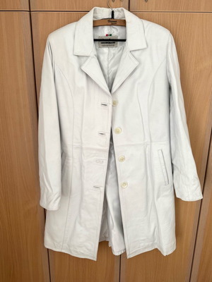 Leather women's coat white size M Vera Pelle new