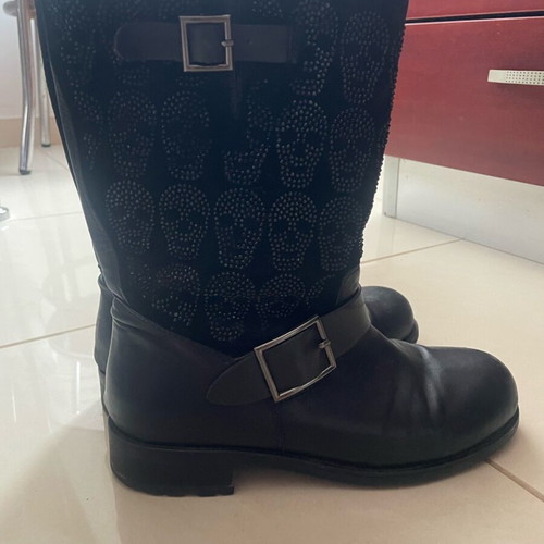 Ioannis leather boots used, size 39, black with rhinestones