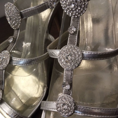 Migato sandals used, leather silver with crystals, size 39