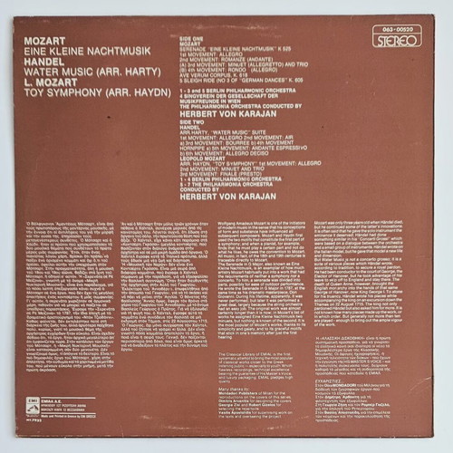 Mozart Handel L. Mozart Vinyl LP like new, Berlin Philharmonic Orchestra
