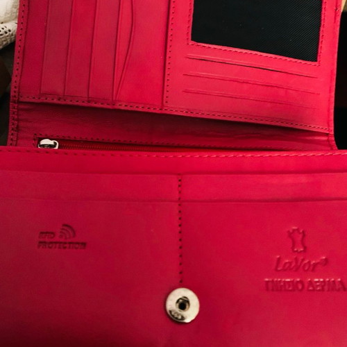 Lavor leather wallet new, large size, red color