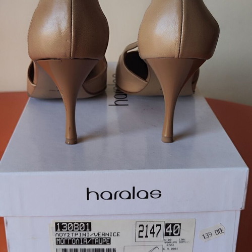 Haralas vintage leather pumps nude taupe size 40, used, 8cm heel