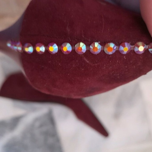 Dexim pumps used, burgundy with rhinestones, size 38