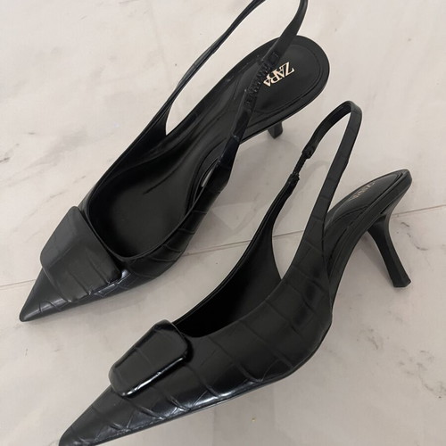 Zara black slingback pumps size 37 like new, 5 cm heel
