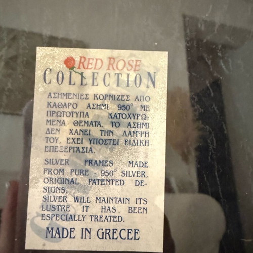 Silver frame 950 Red Rose Collection vintage, like new, made in Greece
