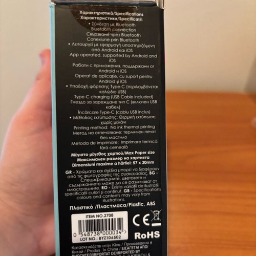 Mini Portable Thermal Printer with Bluetooth and 5 Thermal Paper Rolls