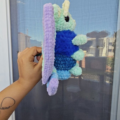 Knitted Night Butterfly plush toy, like new, velvet yarn