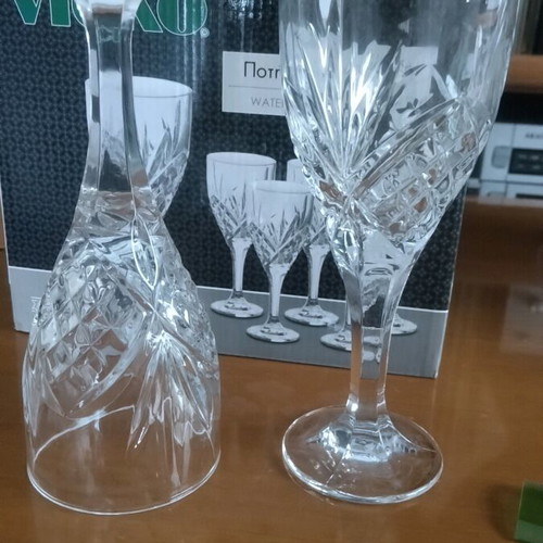 Glass water tumblers set new, 6 pieces