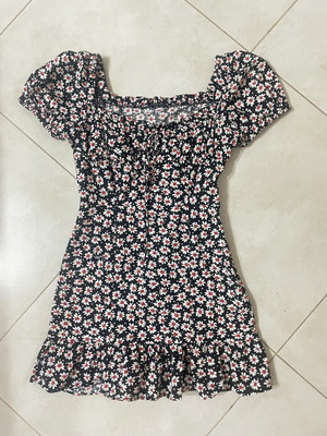 Zara summer dress with floral print, black
