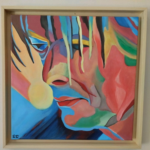 David Bowie painting acrylic on canvas 40x40 new with frame
