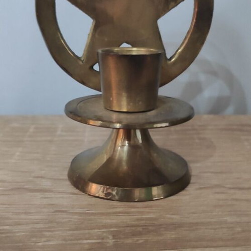 Vintage brass candle holder with star