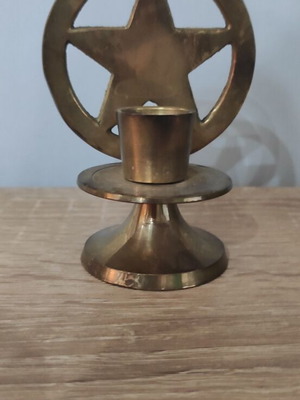 Vintage brass candle holder with star