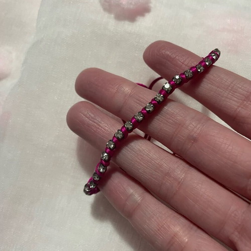 Fuchsia hand bracelet used with rhinestones and adjustable strap