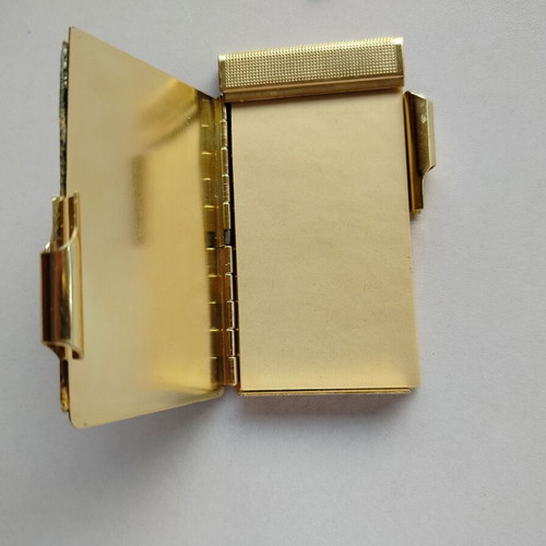 Vintage metal pocket notebook with built-in pencil and papers, Japan No14917 used
