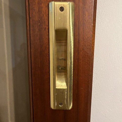 Sliding door mahogany with glass and brass handle like new