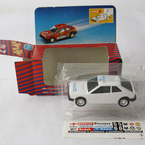 Vintage 70's Joy Toy No7 Scirocco VW police car with pull back mechanism new
