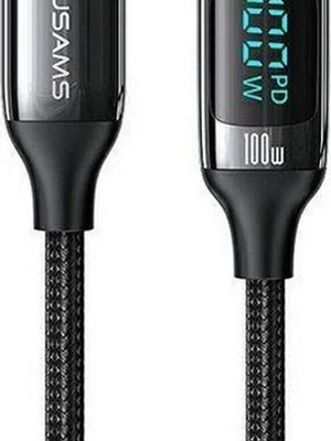 Usams U78 πλεκτό καλώδιο USB-C σε USB-C 100W 1,2μ μαύρο