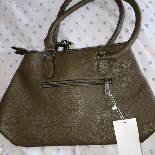 Famous Shoes olive/brown handbag new with bow and two compartments