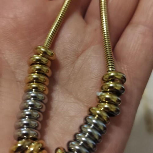 Two-tone necklace and bracelet set made of stainless steel, new