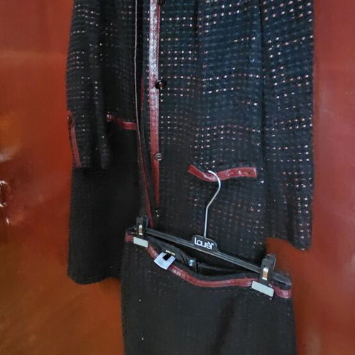 Escada coat and skirt set, black and red