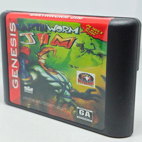 Earthworm Jim Sega Genesis 16-bit retro game cartridge like new