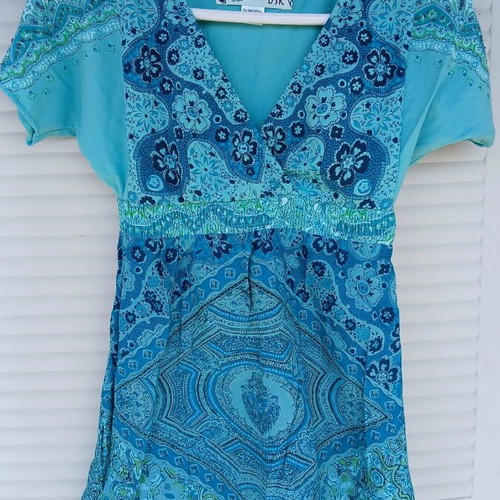 Bershka Y2K empire boho top, turquoise and blue