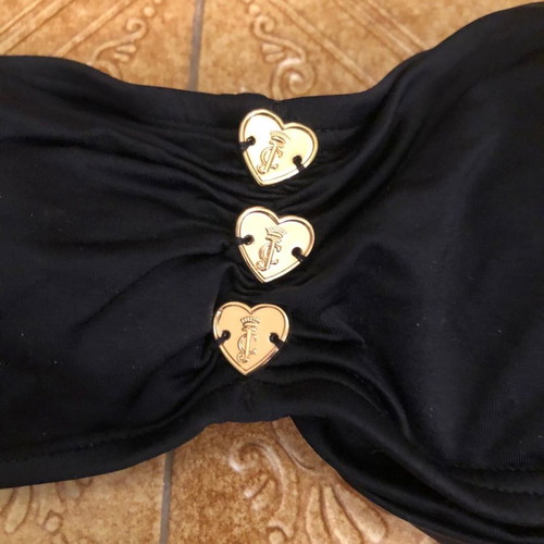 Juicy Couture Miss Divine Hearts Button Bikini like new, black