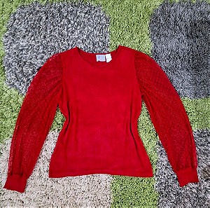 Fair Lady red lace details knitwear! Size S/M