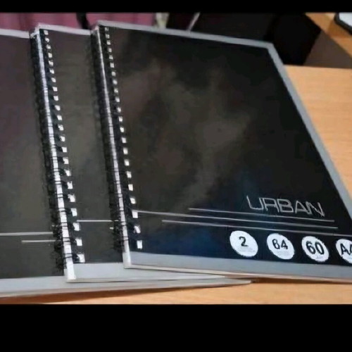 Spiral notebooks two subjects with hard cover new, pack of 3, black A4