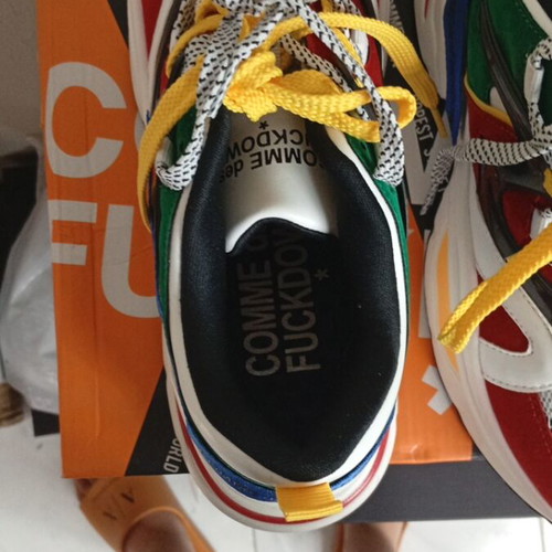 Comme des FUCKDOWN shoes new, size 42, red and green