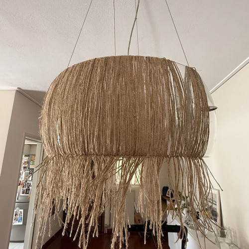 Glass ceiling light for 3 bulbs like new with silver details