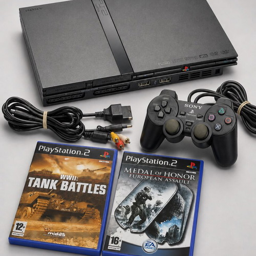 PlayStation 2 Slim chipmodded console with games, used