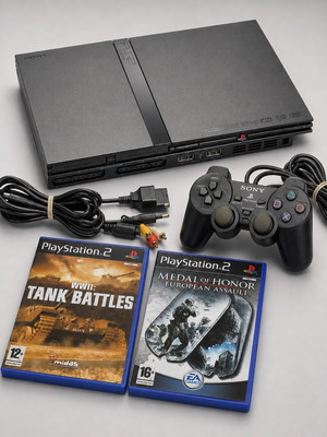 PlayStation 2 Slim chipmodded console with games, used