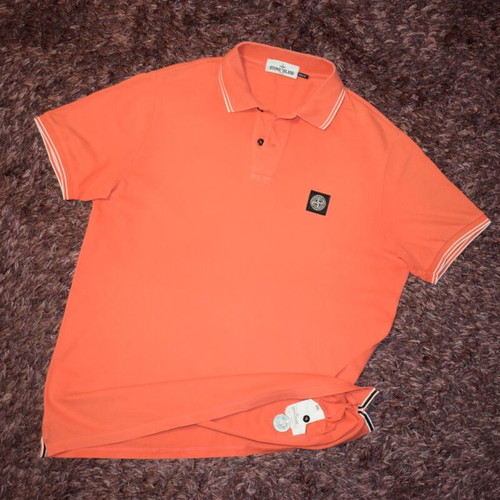 Stone Island Polo Shirt XXL used, white and orange