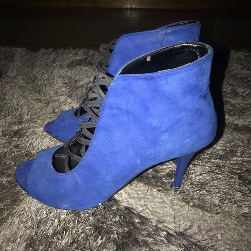 Ankle sandals new, suede leather, size 40, blue-purple