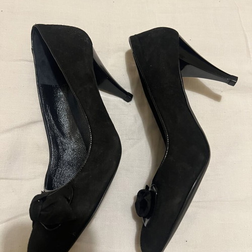 Peep toe leather pumps black size 41 new