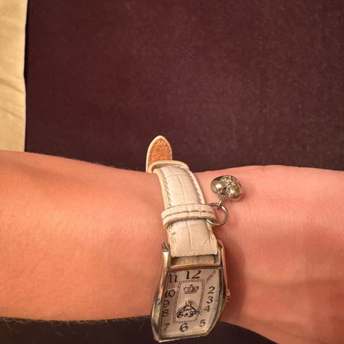 Juicy Couture leather watch used, white strap, stainless steel