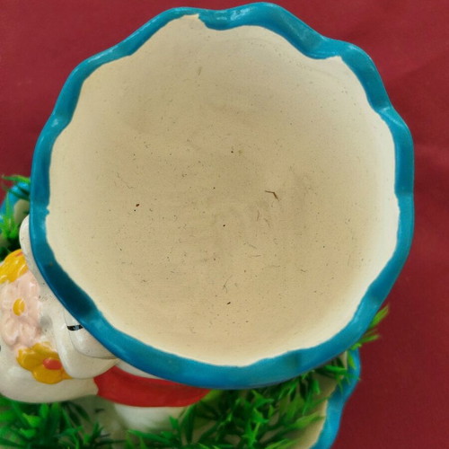 Porcelain egg holder new with bear and vibrant colors