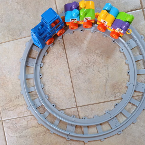 Toy train with building blocks