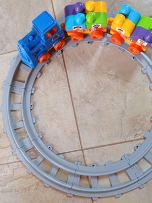 Toy train with building blocks
