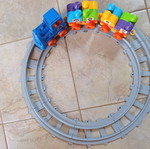 Toy train with building blocks