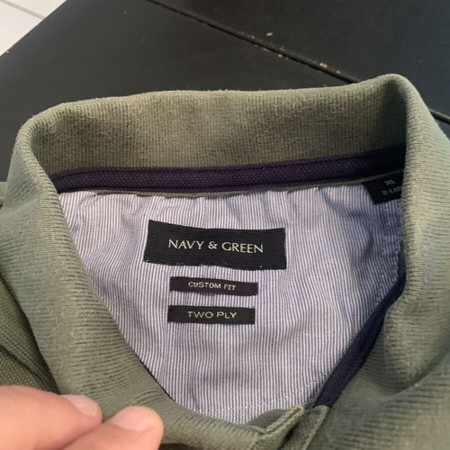 Navy & Green polo XL like new, 2ply custom fit