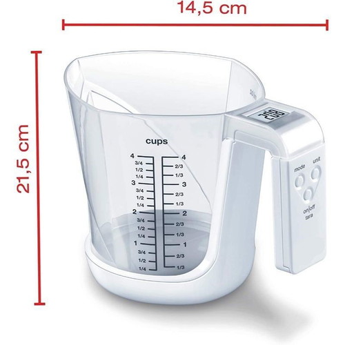 Digital kitchen scale with measuring cup white new