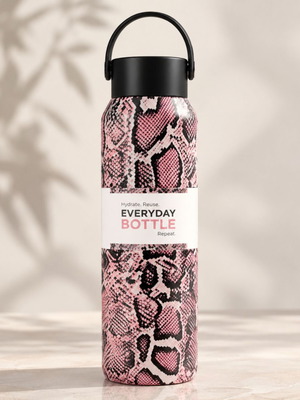 Sentio θερμός παγούρι 600 ml με ροζ snake print και λαβή