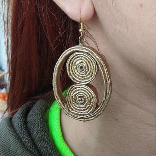 Large gold hoop earrings new handmade from recycled paper