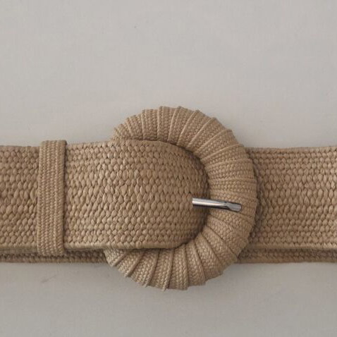 Straw Woven Elastic Belt like new, beige, size 90