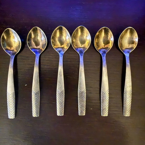 Set of 6 Melchior Skif gold-plated coffee spoons like new