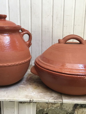 Πυρίμαχα μαγειρικά σκεύη καινούργια, τσούκαλι 6 λίτρων και γάστρα 5 λίτρων