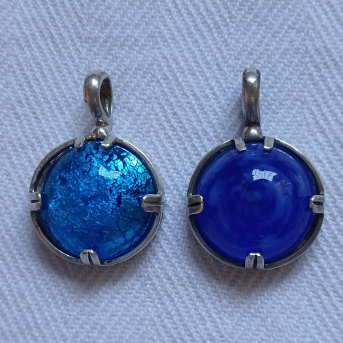 Murano glass pendants set with 925 silver, like new, 2 pieces