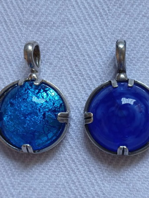 Murano glass pendants set with 925 silver, like new, 2 pieces
